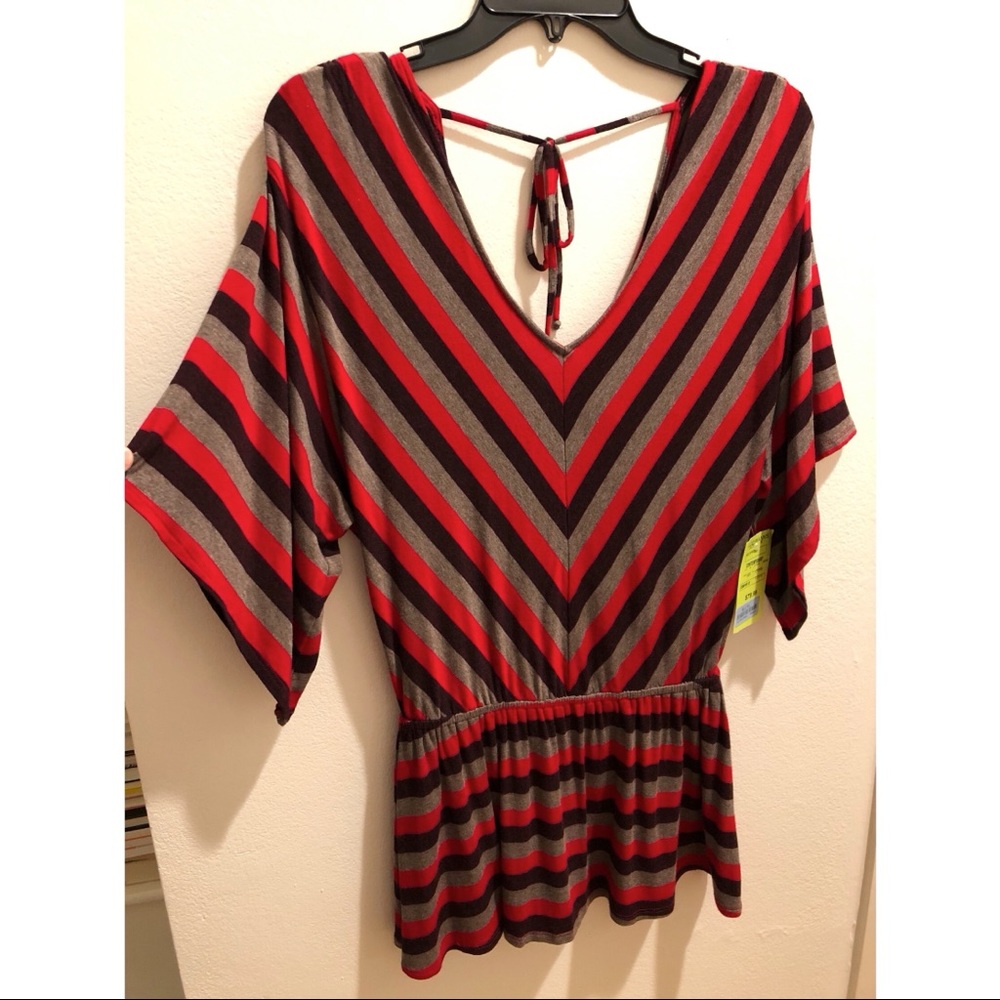 NWT $128 ELLA MOSS Festival Knit Top Colorful Stripe Batwing Sleeve Size M